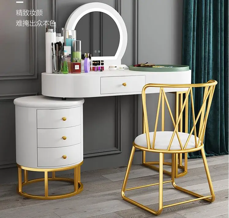 

Dresser bedroom storage cabinet integrated luxury makeup table white paint online celebrity ins wind retractable dressing table