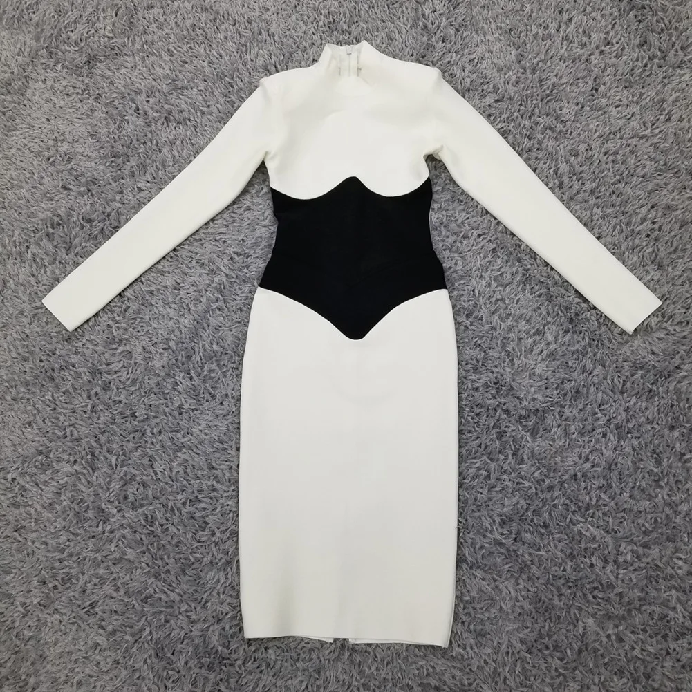 

Long sleeve bandage dress slim waist short party dress