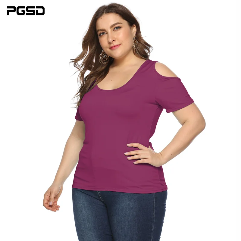Женская футболка PGSD летняя простая повседневная однотонная с о вырезом коротким