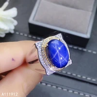 kjjeaxcmy fine jewelry blue star 925 sterling silver new adjustable gemstone women ring support test noble popular vbnh