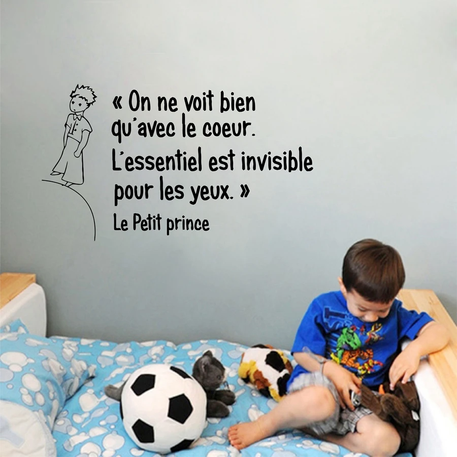 

French The Little Prince Quotes Vinyl Wall Sticker Children Boys Room / Bedroom Prince Wall Art Mural Decals Decor