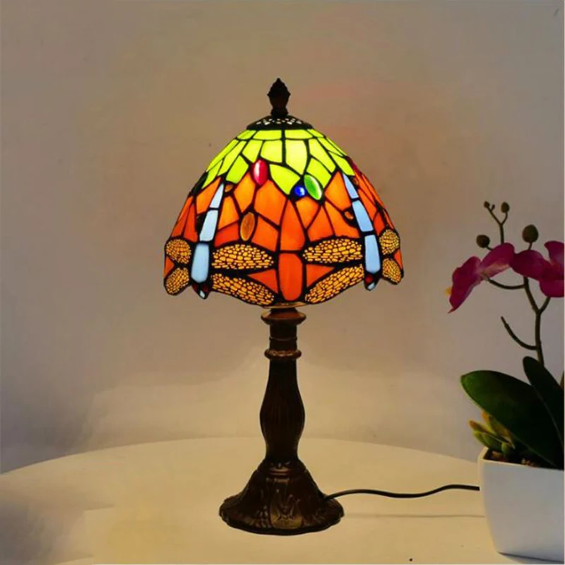 

20CM Tiffany Table Lamp E27 AC85-265V Dragonfly Style Bedroom Bedside Lamp Creative Fashion Retro Table Lamp