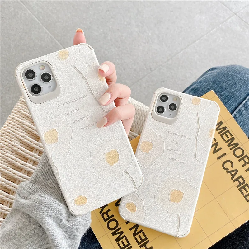 

Flower Leather Soft Phone Case For iPhone 7 8 Plus 2020 SE X XR XS Max 11 11Pro Max 12 12Pro Max Pro Mini Case Shell Cover Bag