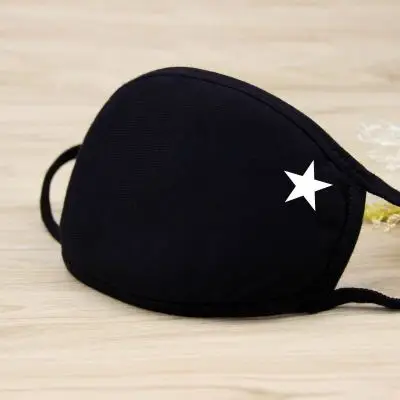 Star 1 шт., унисекс, маска для рта, одноцветная, черная, с принтом, Kawaii, покрытие для лица, половина, модные, милые, дышащие, теплые, хлопковые, ветрозащитные, противопылевые маски - Цвет: Star