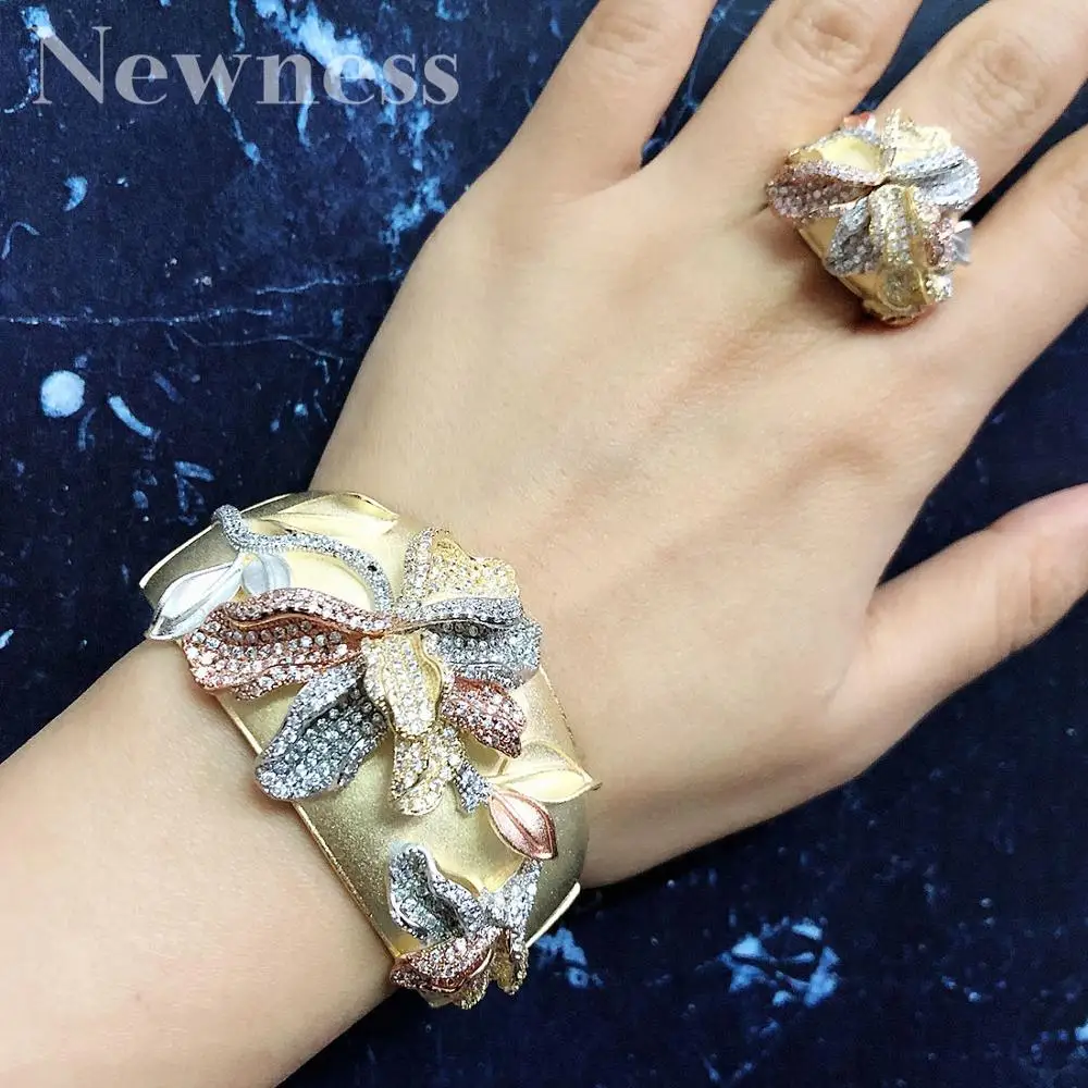 Женский свадебный браслет Newness begona роскошный комплект из 3 тонов с цветами и