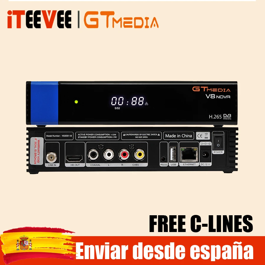 Ресивер Gtmedia V8 NOVA H.265 лучше freesat V8 супер V9 супер телеприставка DVB S2 спутниковый ресивер ccam из Испании