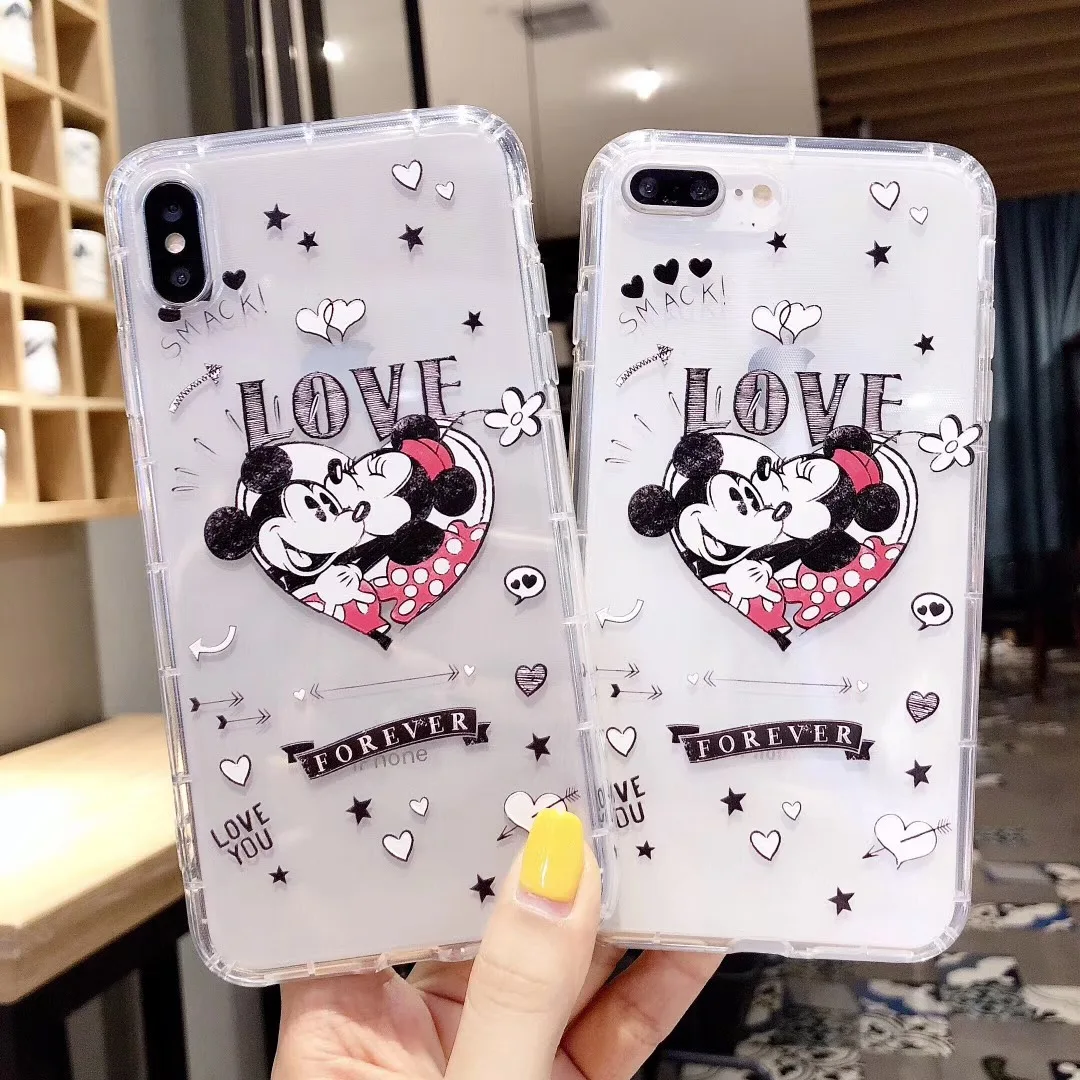 Cartoon classic anime Disneys Minnie Mickey couple phone case for iphone Xs MAX XR X 6 6s 7 8 plus Funny pattern TPU back cover |