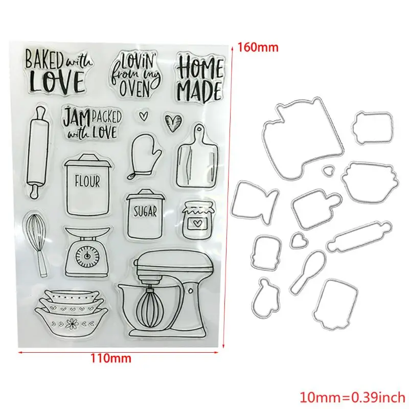 Кухонная посуда прозрачная печать штампов + набор трафаретов для резки