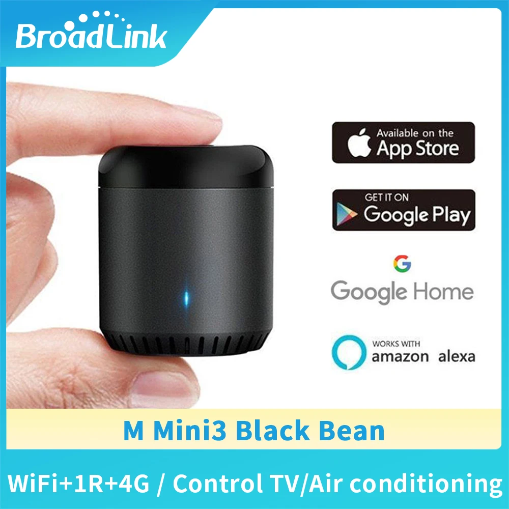 

Broadlink RM Mini3 Black Bean Universal Remote WiFi+IR Control Hub for Smart Home Compatible with Alexa One for All Infrared STB