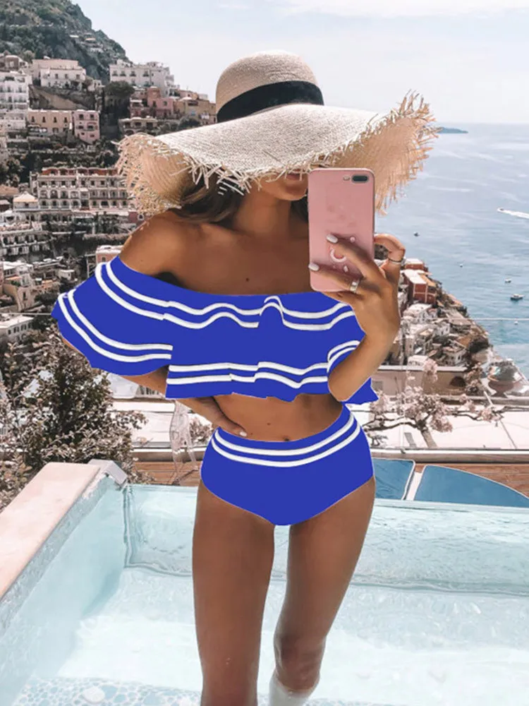 Женский комплект бикини с высокой талией сексуальный из двух частей раздельные