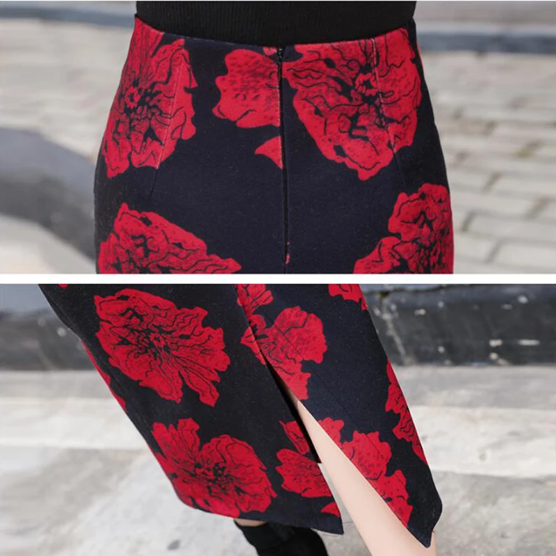 Лидер продаж 2019 модная облегающая юбка карандаш Осенняя Зимняя шерстяная Falda Mujer