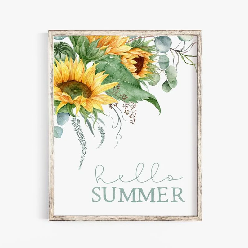 Настенная картина с надписью Hello Summer художественный декор в стиле фермерского