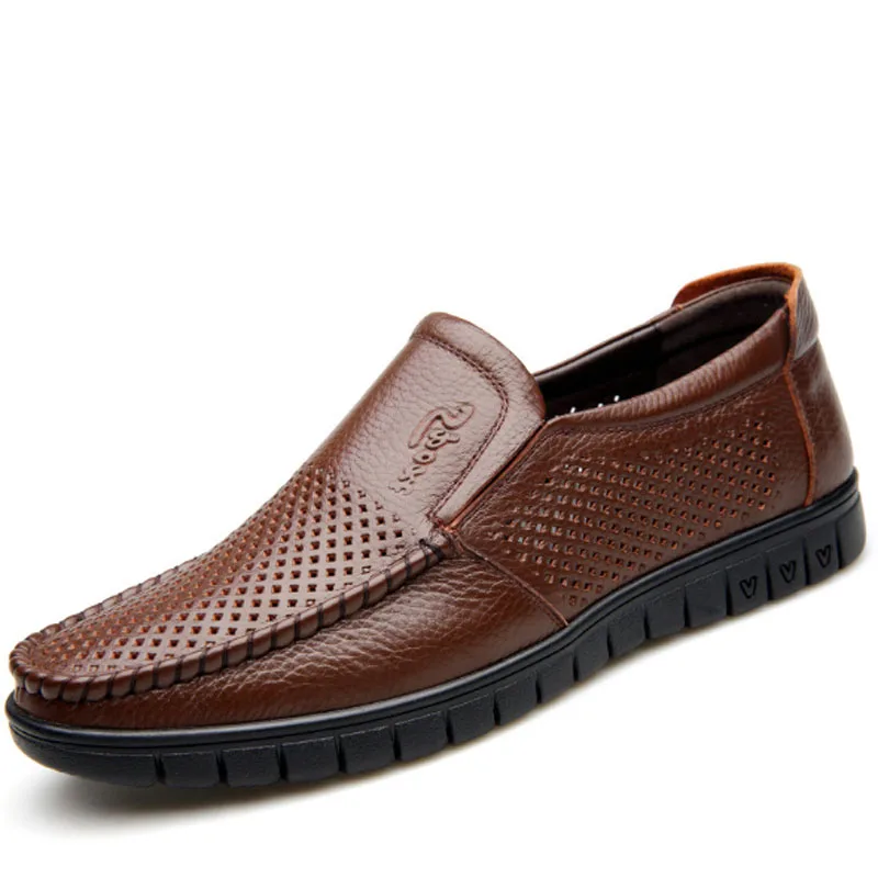 

Spring men's leather shoes cover feet leather men's single shoes leisure men's shoes soft soles elderly dad shoes