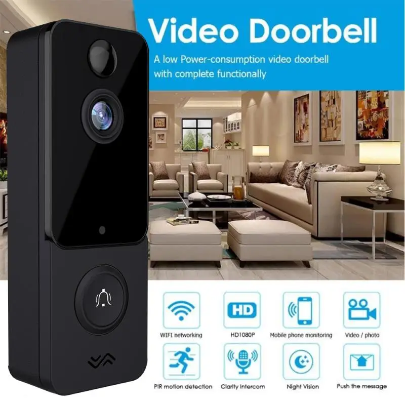 

T9 IP67 Weatherproof Smart Video Doorbell Camera WIFI 1080P Visual Intercom Night Vision IP Door Bell PIR Wireless Cameras