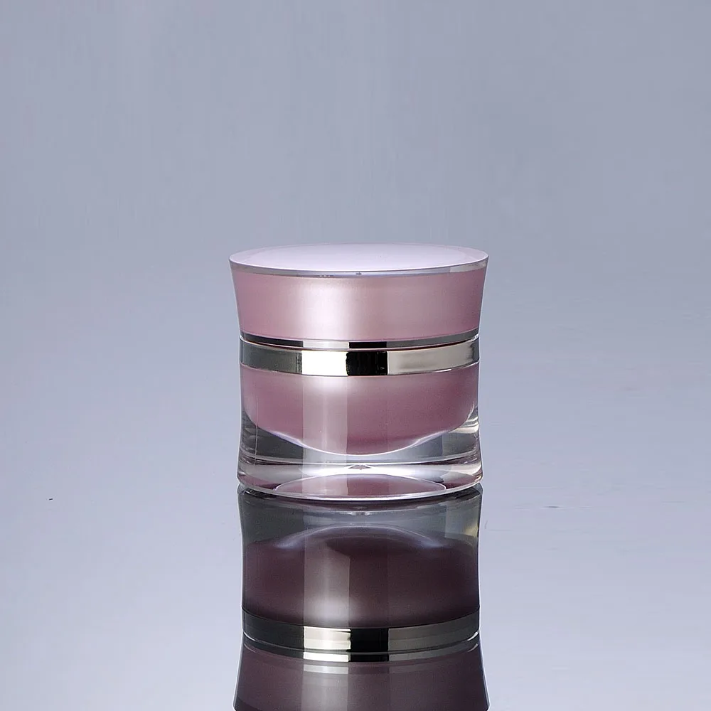 Акриловая банка для крема 50 г жемчужно белый/розовый/Золотой пластиковая ночного