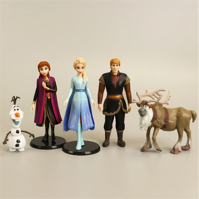 5pcs/Lot 9-14cm Disney Princess Toys Frozen 2 Snow Queen Elsa Anna Olaf Sven Kristoff Pvc Action Figure Doll For Kids Gift