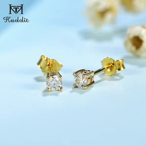 Женские серьги-гвоздики Kuololit, из серебра настоящий Муассанит пробы, с камнями белого, черного, зеленого цвета, Муассанит солитер, 925