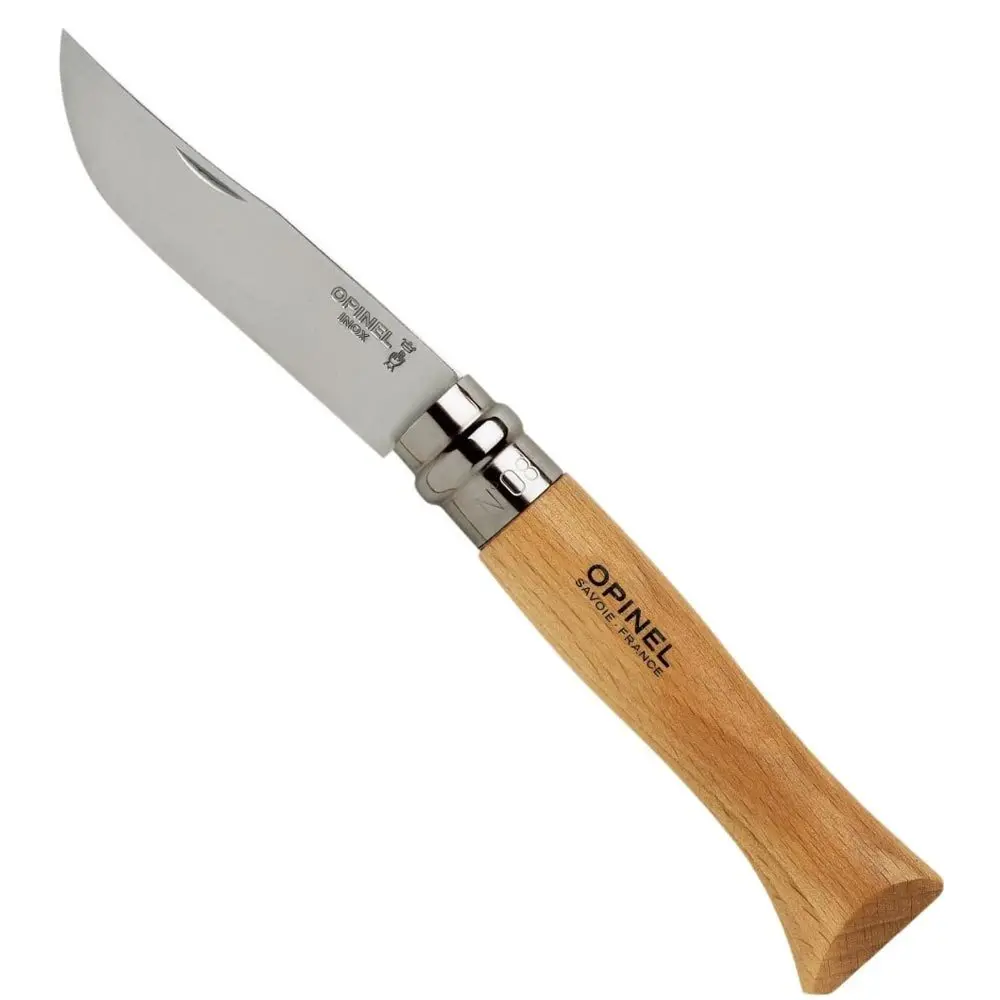 

Opinel Inox No 8 Stainless Steel Folding Pocket Knife with Beechwood Handle Camping Hiking Trekking Outdoor Hunting