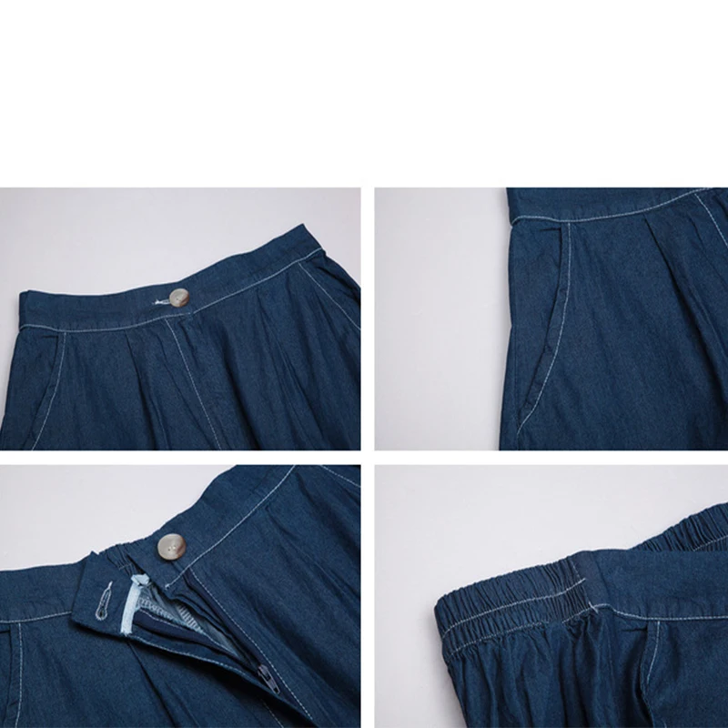 

Summer 2021 New Skirt Female Mid-Length Elegant Vintage Denim A-Line Elastic High Waist Korean Style Fashion Office Lady
