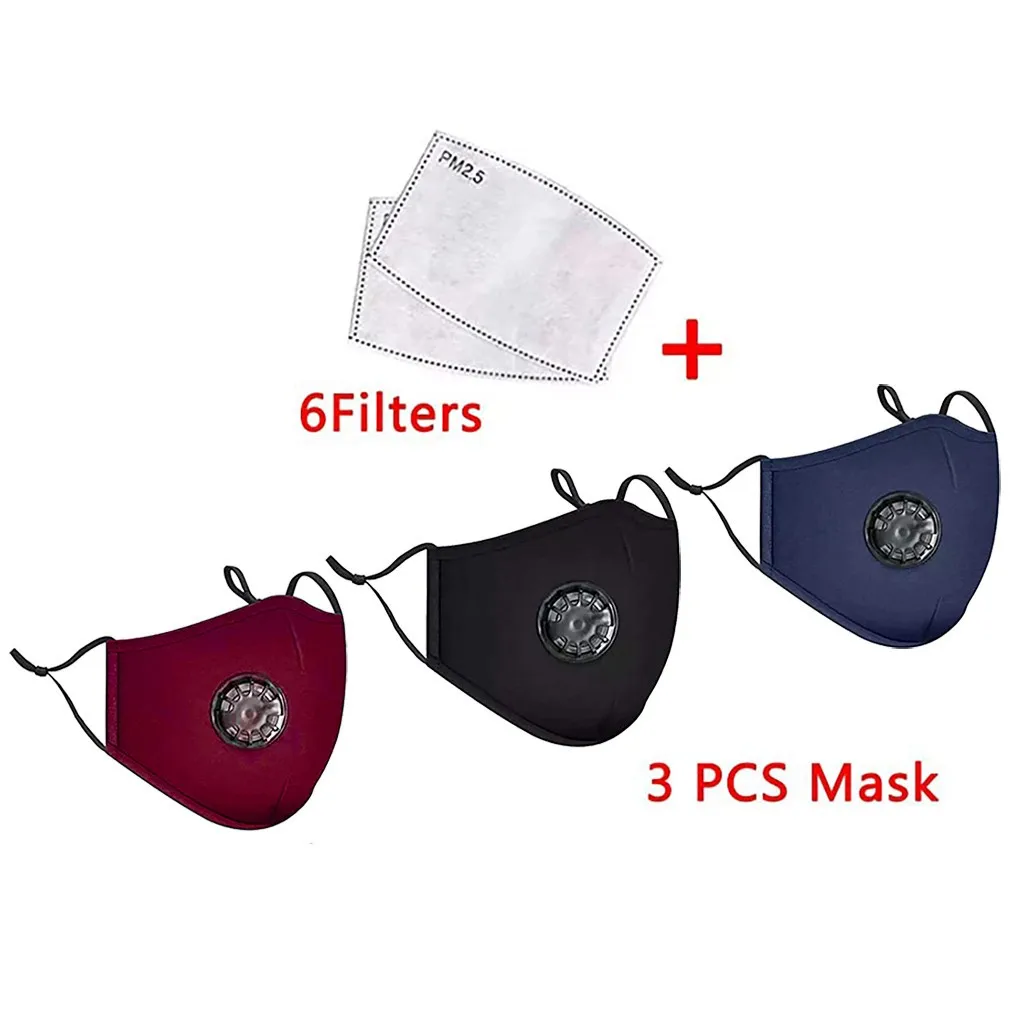 Маска PM2.5 многоразовая моющаяся с фильтром из активированного угля 3 шт.|Мужские