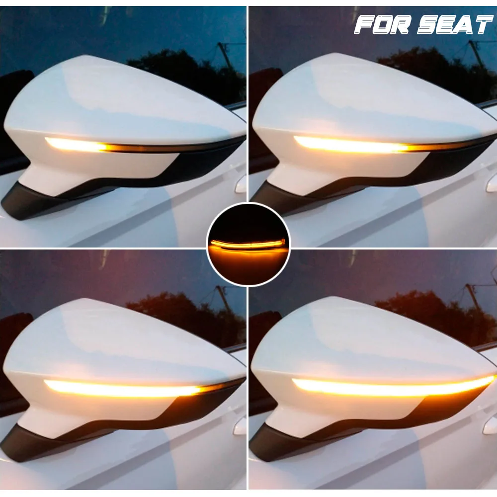 

For SEAT Leon III Mk3 5F 13-18 Ibiza KJ Mk5 V Arona 17-18 LED Dynamic Turn Signal Blinker Sequential Side Mirror Indicator Light