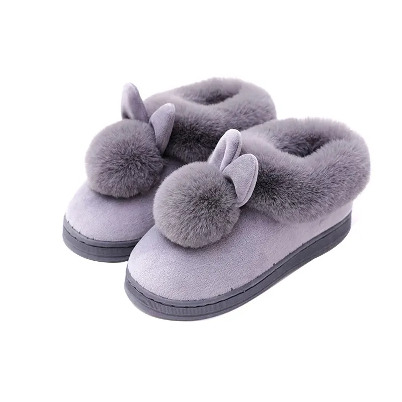 

1 Pair Shoes Super Soft Cashmere Winter Old Cotton Long Ears Home Thick Soles Root Wrap Indoor Keep Warm Household Supplies