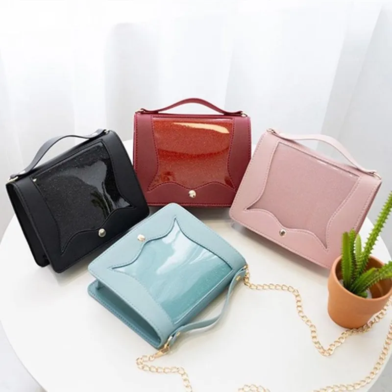 

Fashion Women Bag Transparent Clear Bag Small Chain Single Shoulder Messenger Bags Lady Female Girls Bag Summer Ladies Hand Bags
