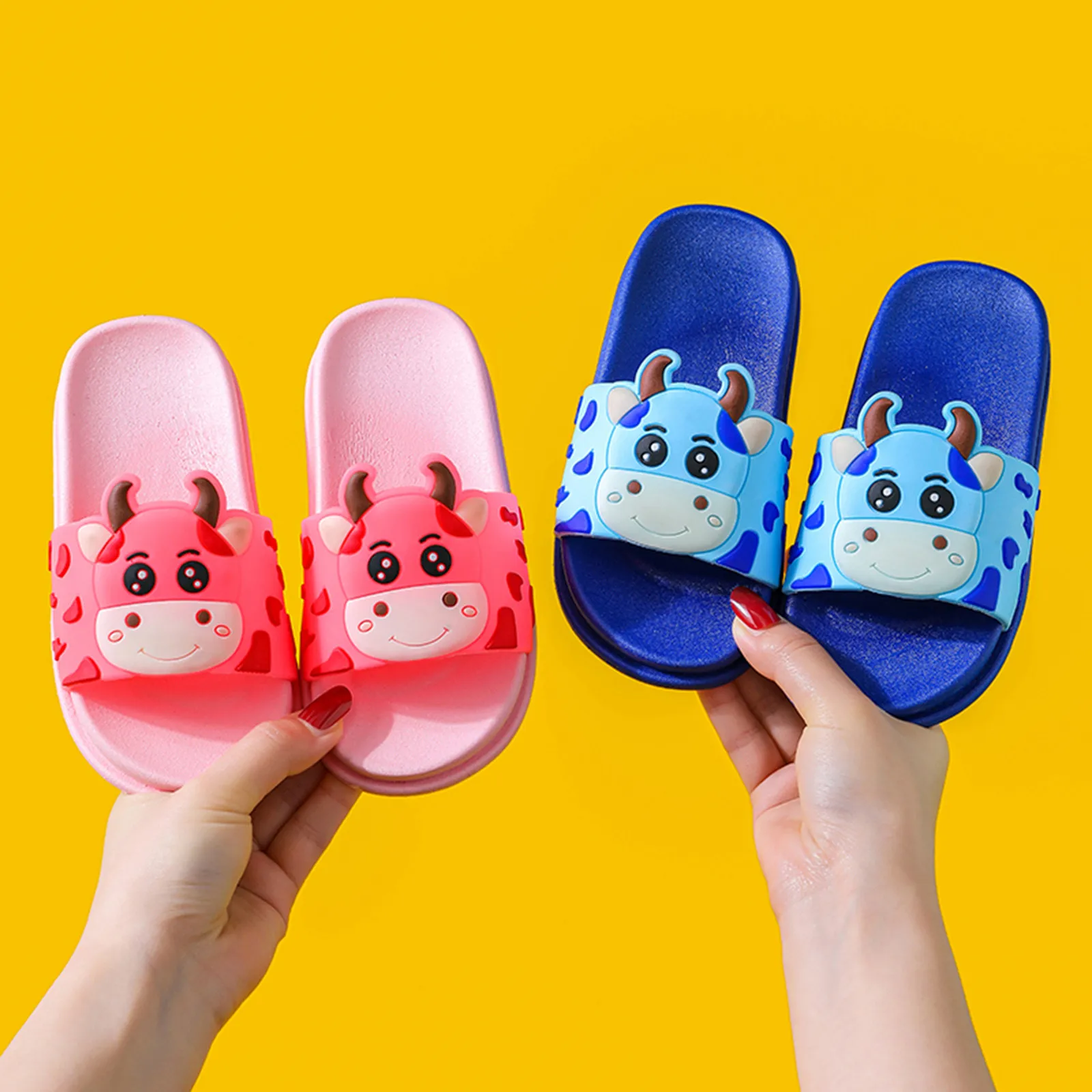 

2021 Summer Children Slipper Children Toddler Baby Girls Boys Cartoon Cow Sandals Shoes Slippers Cute Non-slip Baby Slofjes