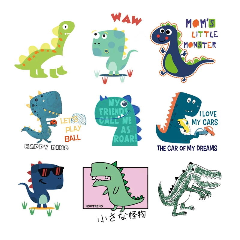 Термотрансферная наклейка ткань значок динозавра тираннозавр на задней стороне