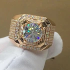 Роскошное мужское кольцо из розового золота с натуральным камнем по месяцу рождения кольцо с кристаллами подарок для парня на годовщину банкет помолвка для мужчин обручальное кольцо
