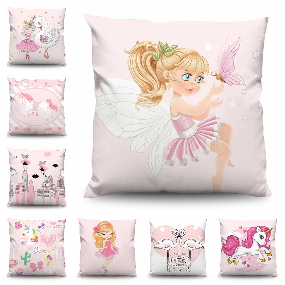 

Cute Pink Pillows Cases for Sofa Home Car Cushion Cover Pillow Covers Decor Cartoon Pillowcase 45x45cm 65x65 70x70 80x80