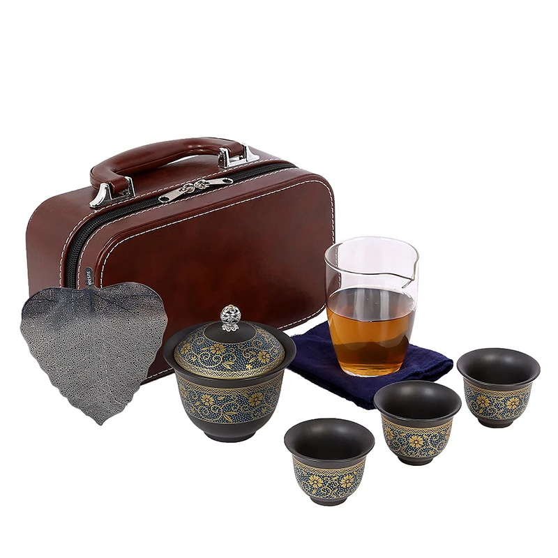 

Upscale Tea Sets Chinese Kung Fu Teaset Ceramic Portable Teacup Porcelain Service Gaiwan Tea Cups Mug of Tea Ceremony Teapot