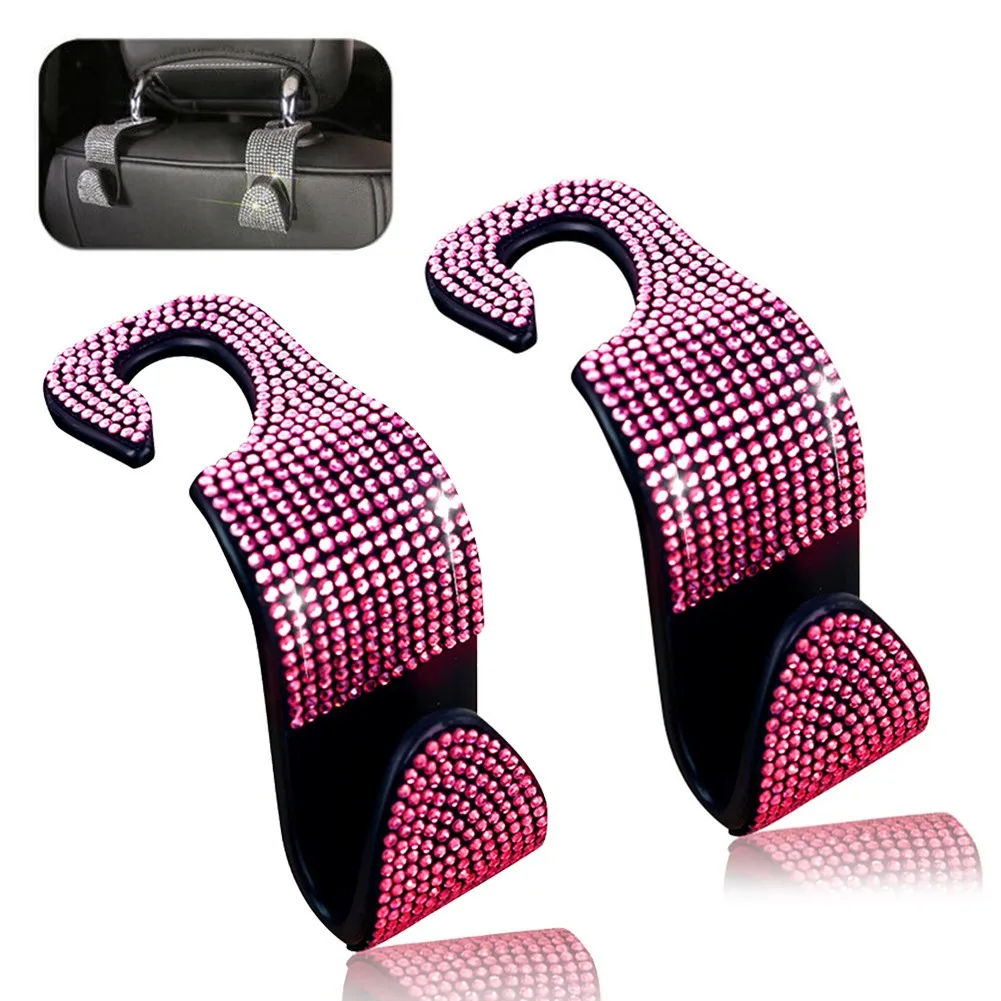 

2 * Car Accessories Hooks Bag Crystal Diamond Hanger Headrest Shiny Sparkle