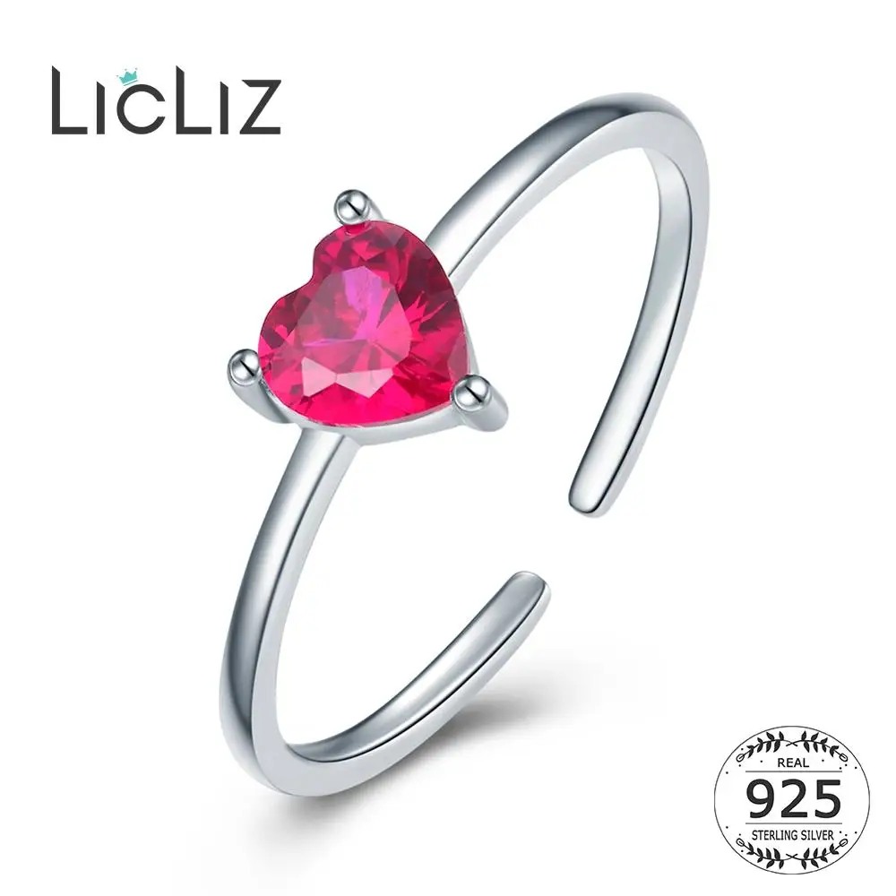 

Женское кольцо-манжета LicLiz, 925 пробы, серебряное, милое, красное, циркониевое, с бриллиантами, в форме сердца, открытое, регулируемое, 925 пробы,...