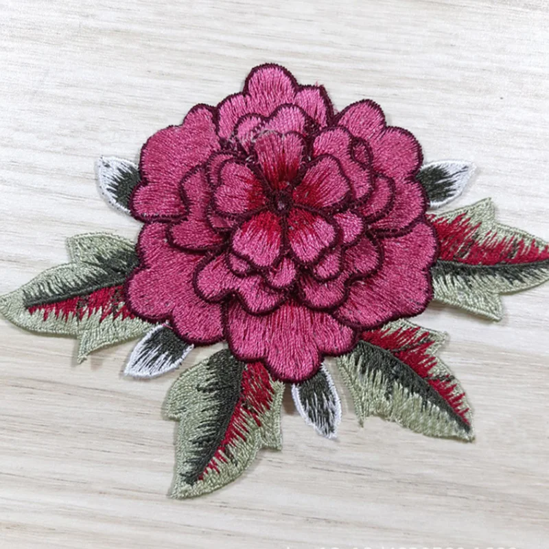 rose red С розой, цветком, с цветочным мотивом воротник поделка Милая Аппликация значок вышитые вышивка для одежды одежда джинсовый жакет нашивки на одежду - Цвет: rose red