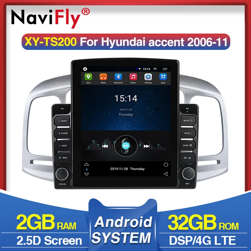 Navifly 9 7 &quotTesla стиль для Hyundai Accent 3 2006 2011 Android видео автомобиля радио мультимедиа