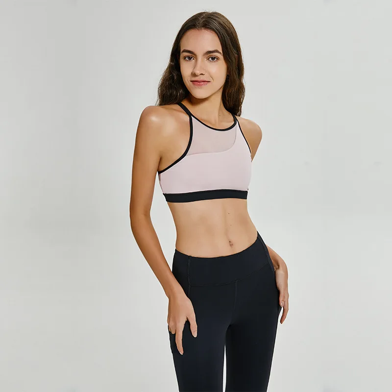 Лидер продаж розовый сетчатый дышащий спортивный бюстгальтер для тренировок
