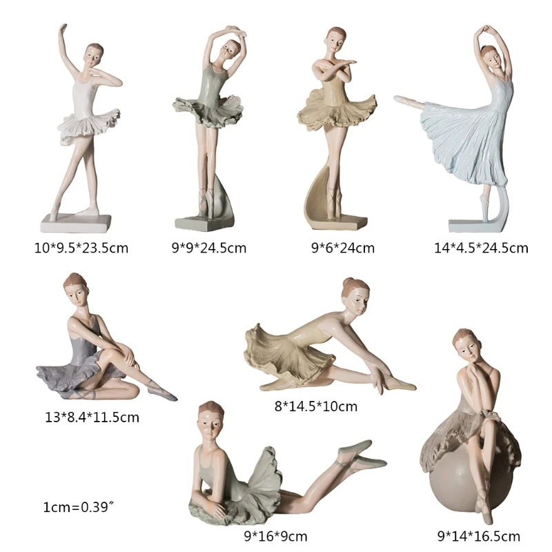 

H3CC Cute Girl Figurine Ballet Dancer Resin Statue Art Sculpture Crafts Figure Home Decoration Desk Ornament Gift