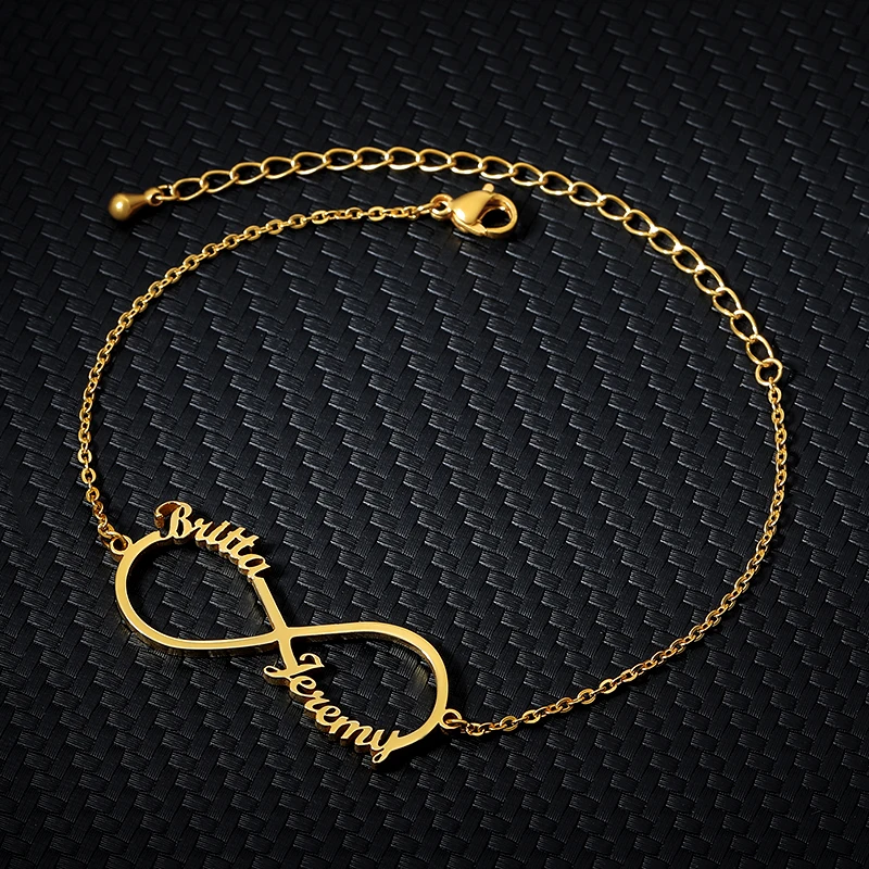 Персонализированный бесконечный Стиль имя браслет серебряная с золотом цепь из