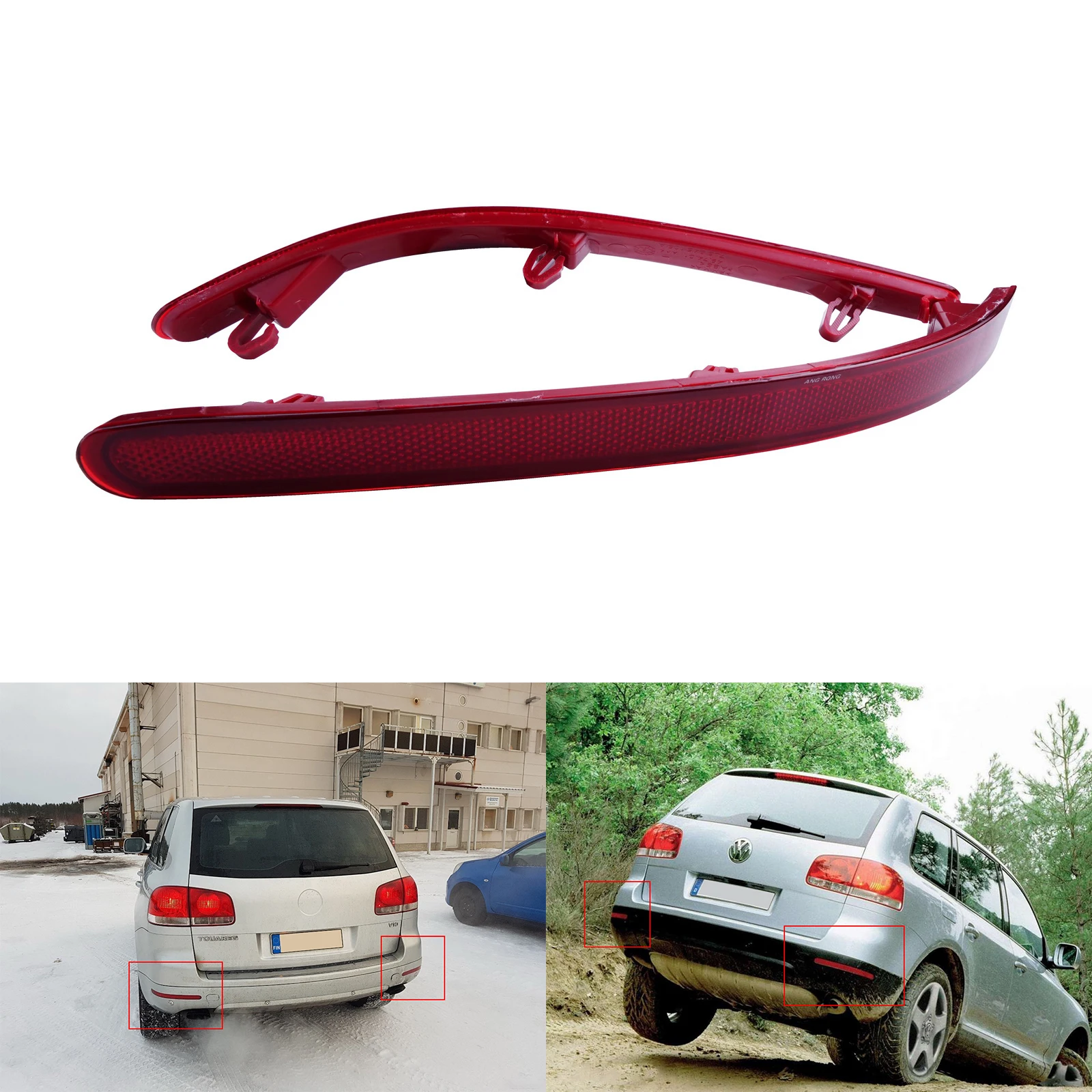 ANGRONG 2X левый и правый отражатель заднего бампера в сборе, красная крышка объектива для 02-10 VW Touareg