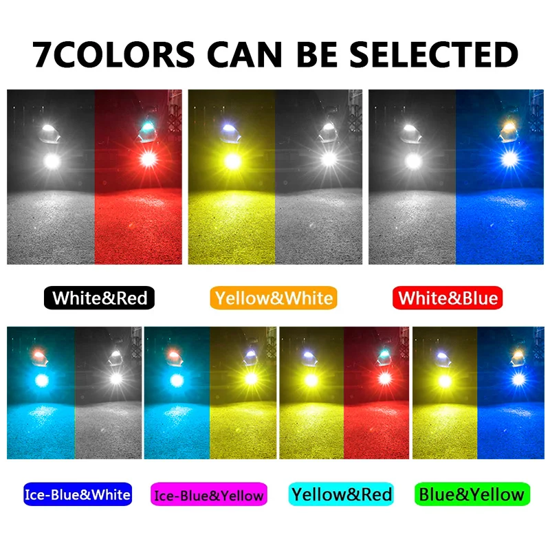 

2Pcs Dual Colors H11 H8 9006 HB4 881 H27 High Quality 3030 LED Auto Fog Lamp Car Anti Fog Light Bulb Foglamps Yellow White