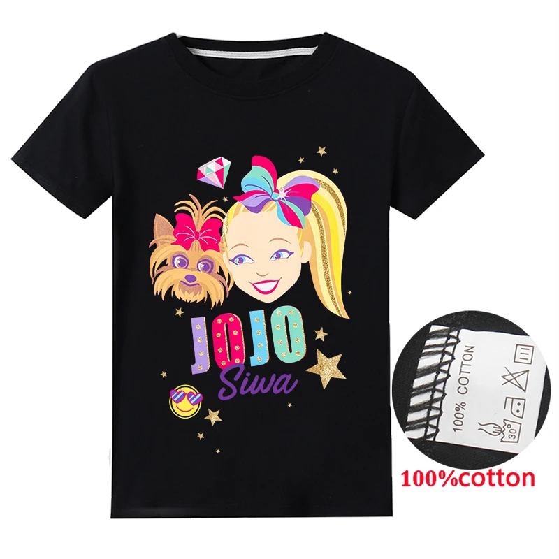 JOJO SIWA/Летняя одежда модная футболка хлопковые топы для девочек детские рубашки с