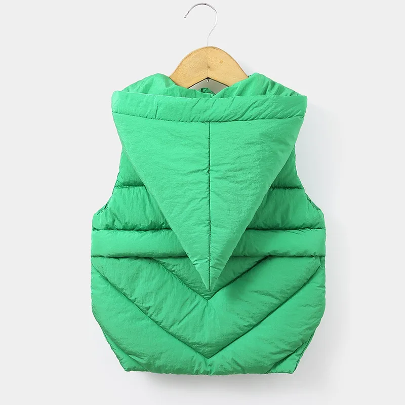 Женский жилет детский для девочек однотонная куртка с капюшоном и принтом зимняя