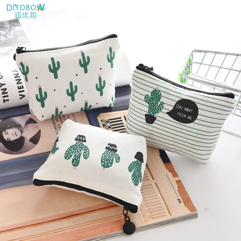 Милый маленький кошелек для монет тканевый с принтом кактуса женщин и детей