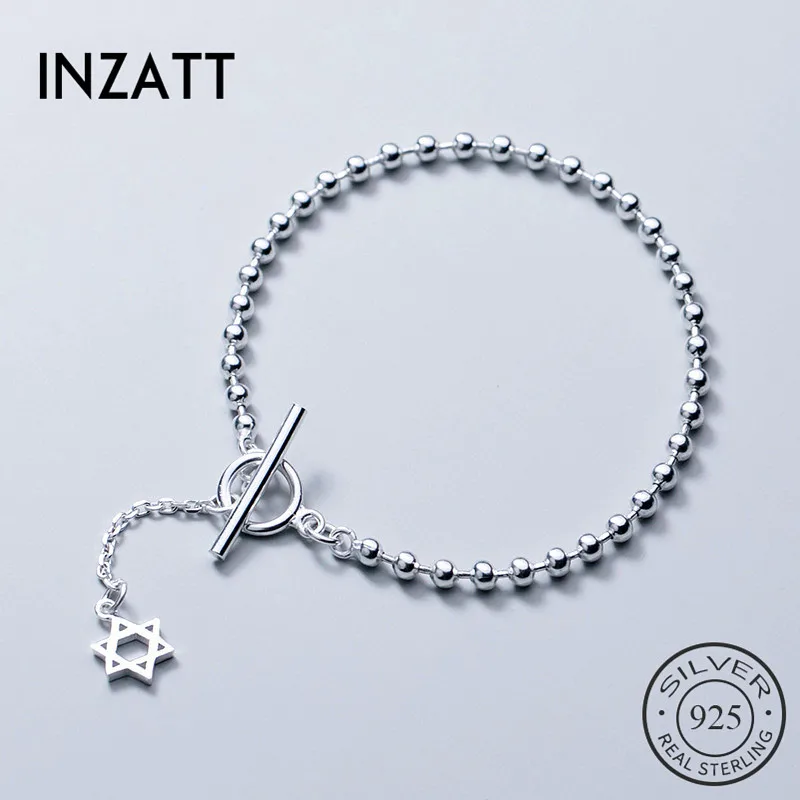 

INZATT, Настоящее серебро 925 пробы, Звездный браслет-цепочка с бусинами для очаровательных женщин, вечерние богемные ювелирные украшения, милы...