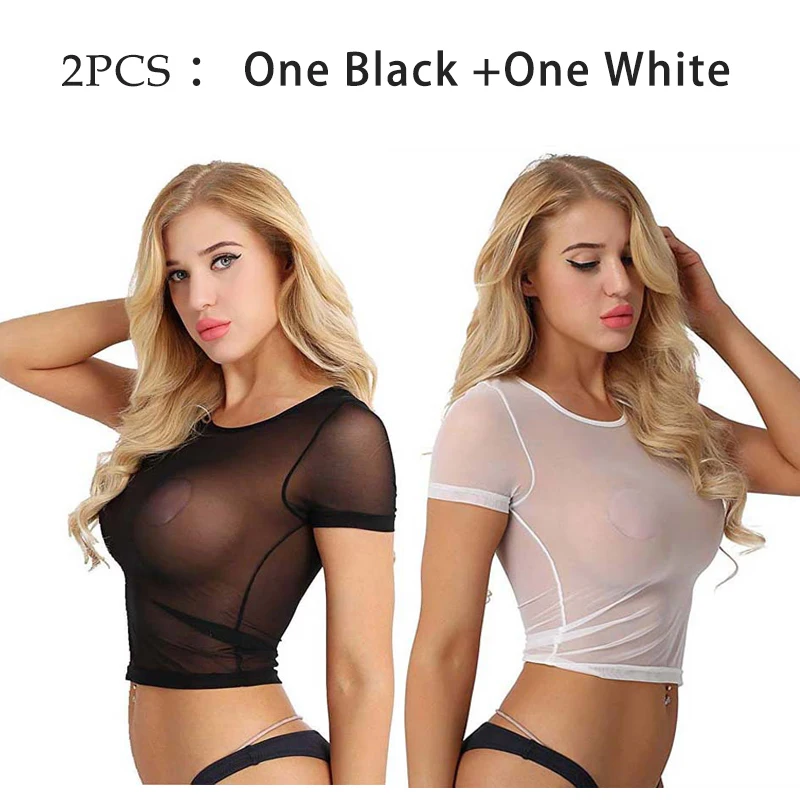 Акция по низкой цене 2 шт. женский короткий/длинный рукав сексуальный прозрачный