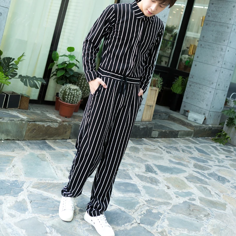 Комбинезон мужской эластичный в Вертикальную Полоску большой размер весна-осень