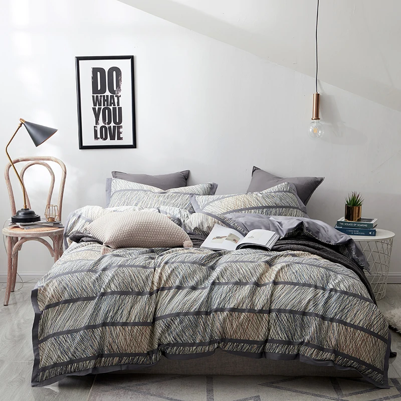 Комплект простых пододеяльников в полоску 4 шт. простыни из 100% египетского хлопка