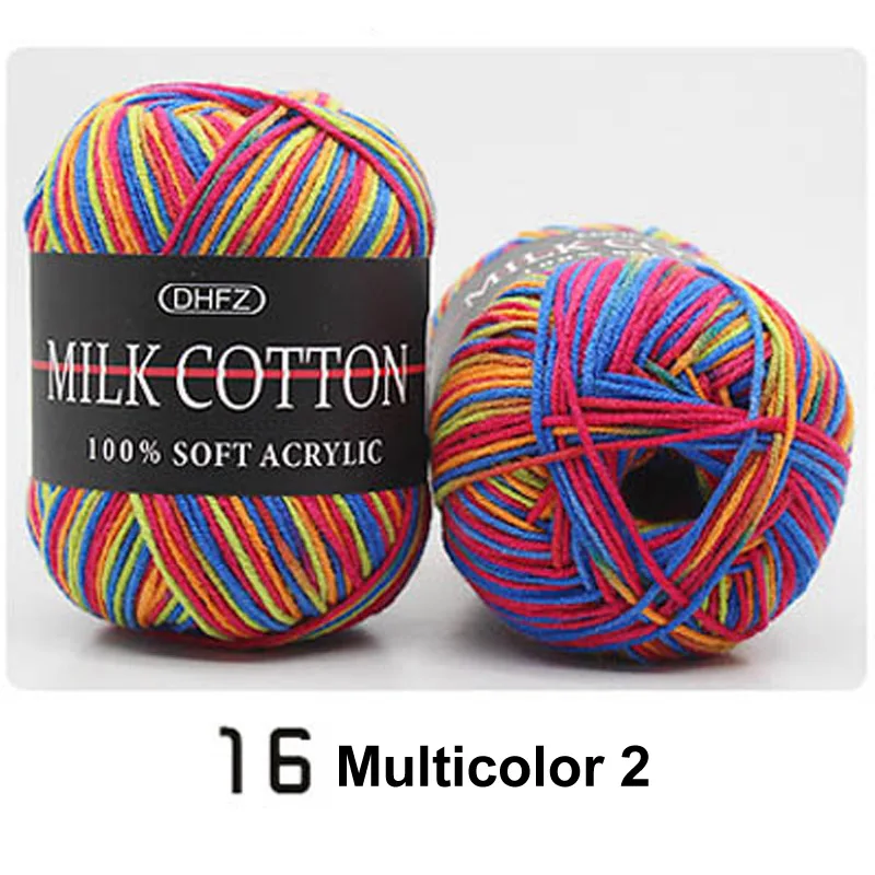 multicolor 2 18 цветов, ручная вязка, молочный мягкий хлопок, шерсть, пряжа для детей, двойная вязка, вязаный крючком свитер, шарф, шапка, ручная вязка, пряжа - Цвет: multicolor 2