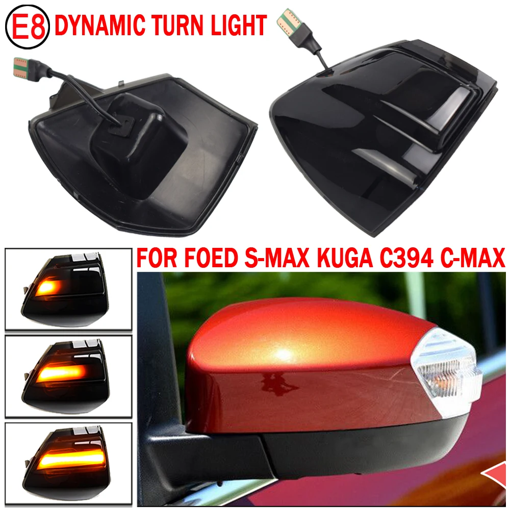 

2pcs For Ford C-Max 2011-2019 European version Turn Signal Lamp Flowing Side Wing Rear View Mirror Blinker Dynamic
